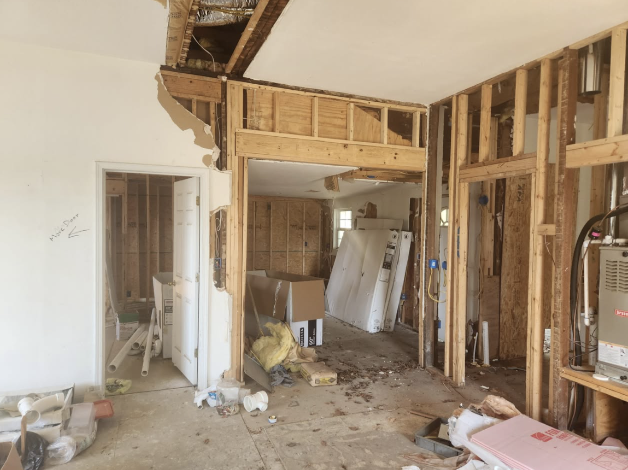 New subfloor being installed during a renovation on a property Jayden Kendall recently bought
